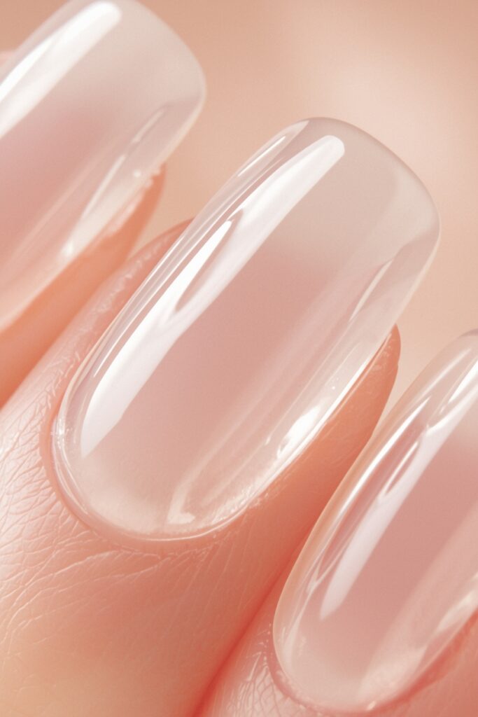 jelly nails aesthetic 2026 crystal clear glass-like transparent finish