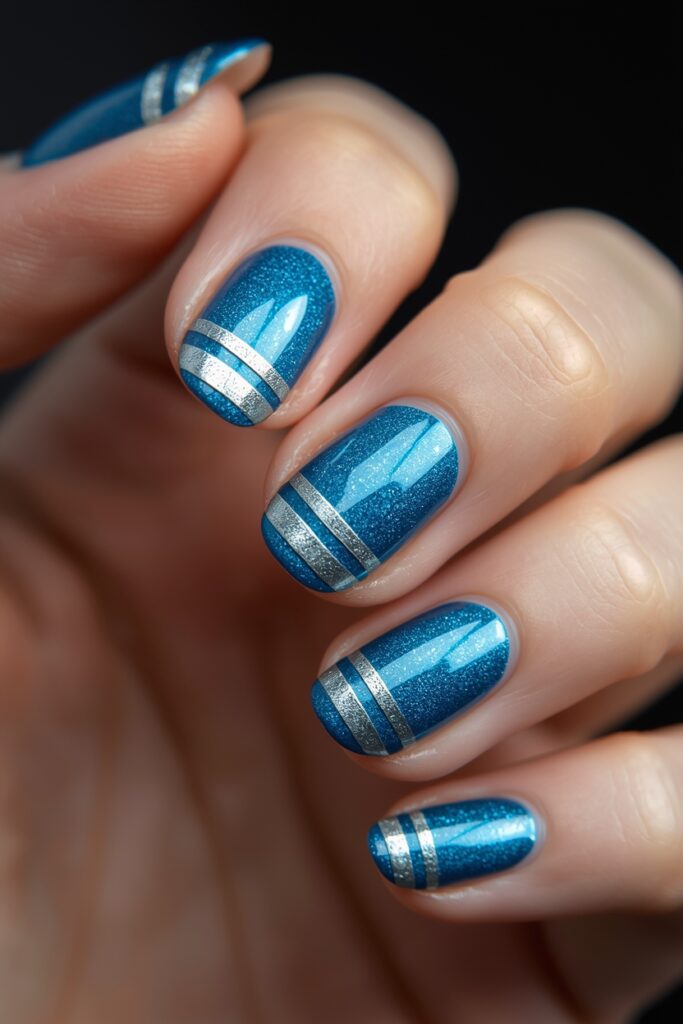 double line baby blue cat eye nails 2026 dual magnetic streak