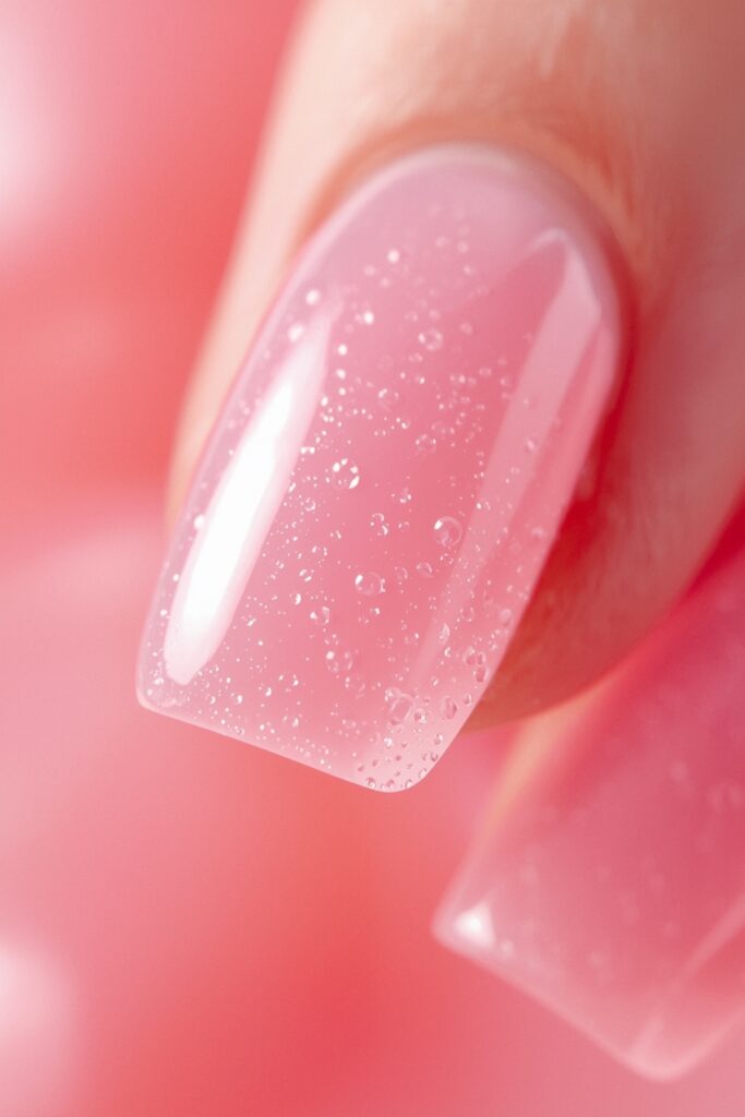 candy pink jelly nails 2026 translucent bubblegum sheer aesthetic