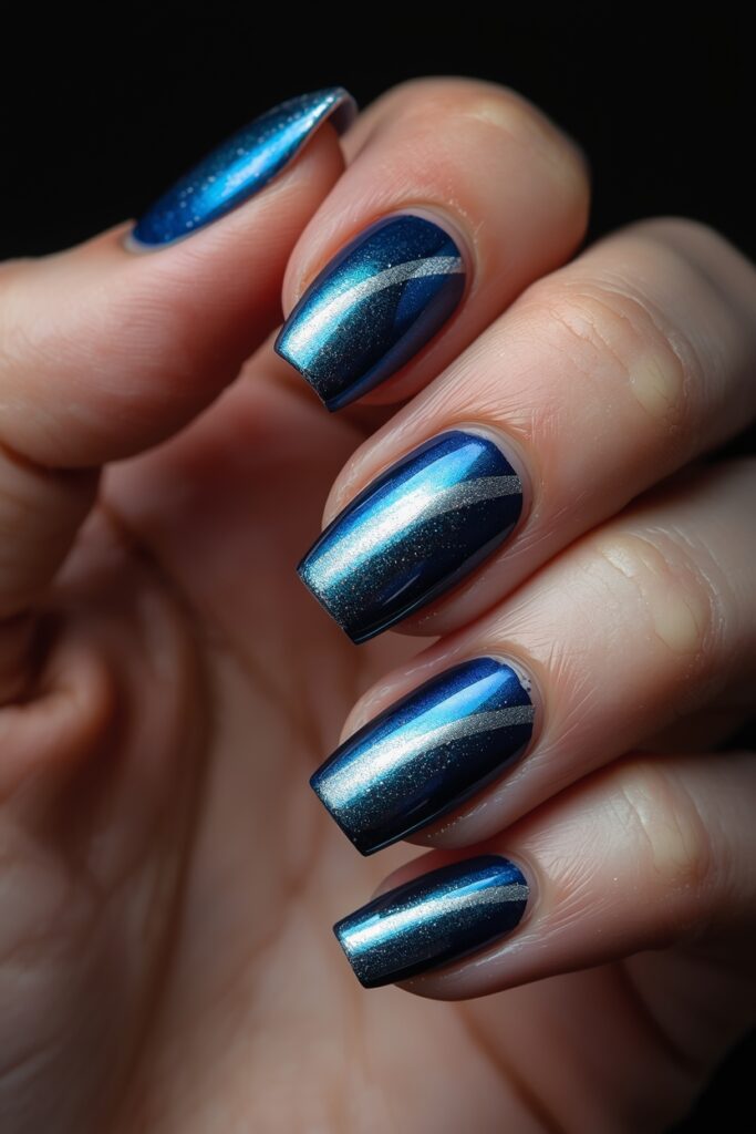 baby blue cat eye chrome overlay nails 2026 silver icy finish