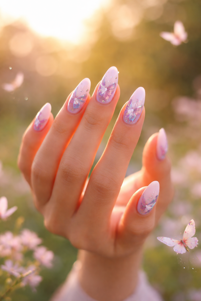 pastel nail ideas 2026 butterfly nail art 