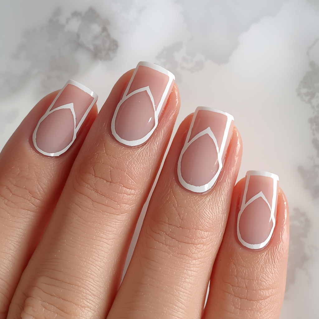 spring nail ideas 2026 with negative space nail art and minimal white geometric lines