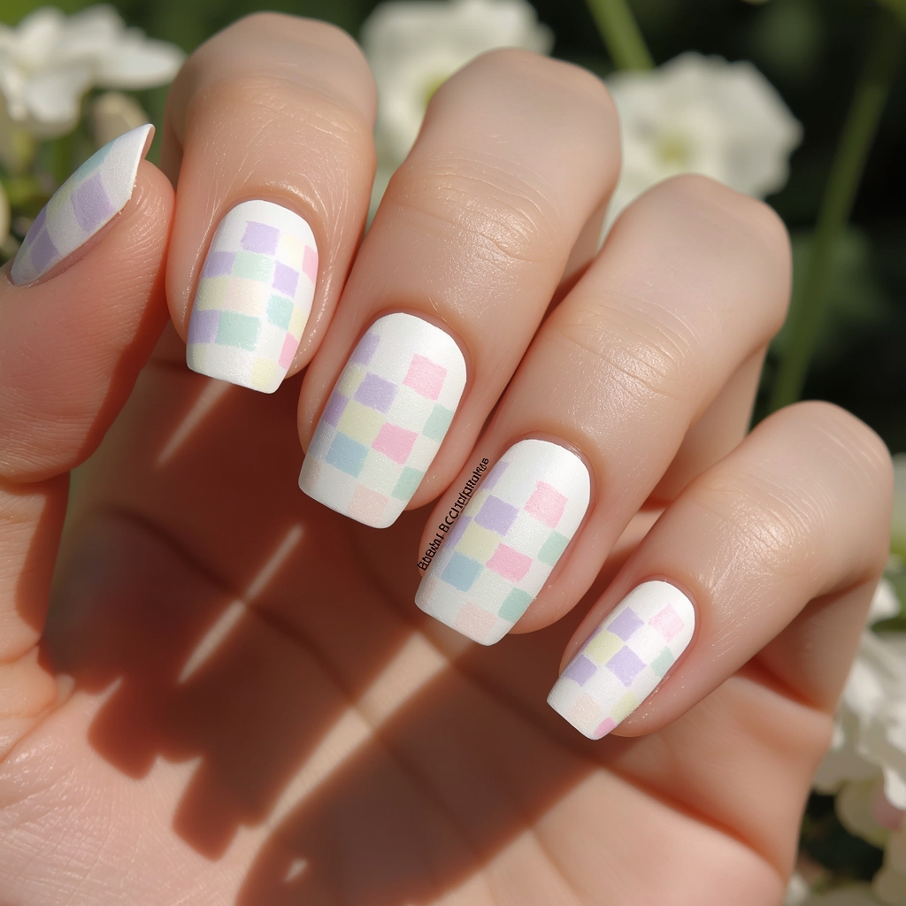 French tip checkered nails spring 2026 bold trendy design