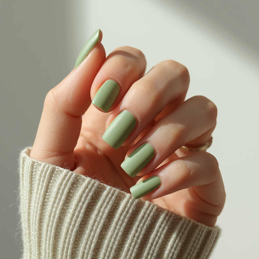 short matcha nails 2026 square minimal spring manicure