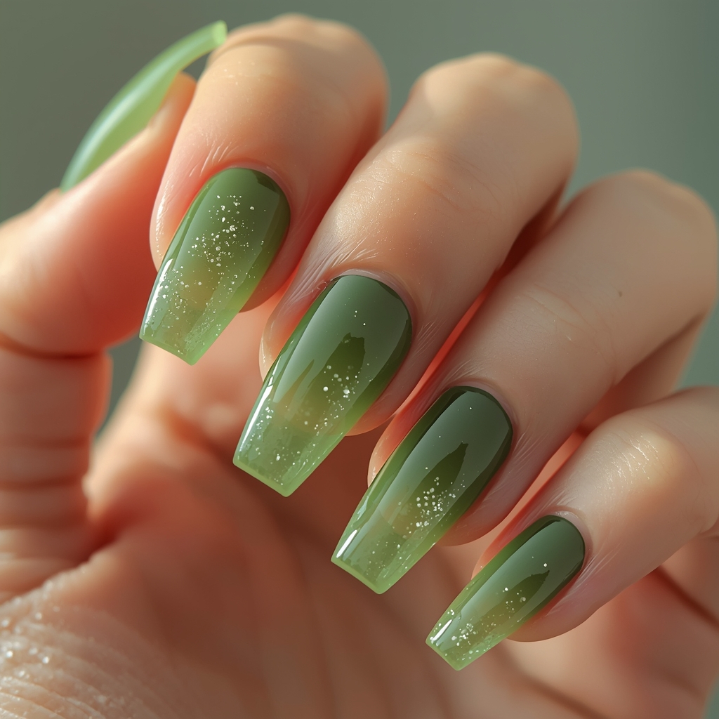 matcha glazed jelly nails spring 2026 translucent green