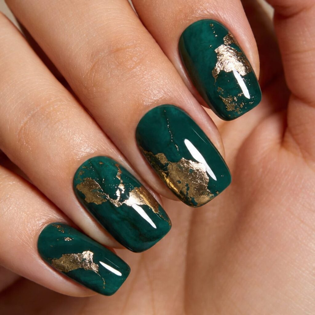 jade gold foil gel nails 2026 abstract luxury design