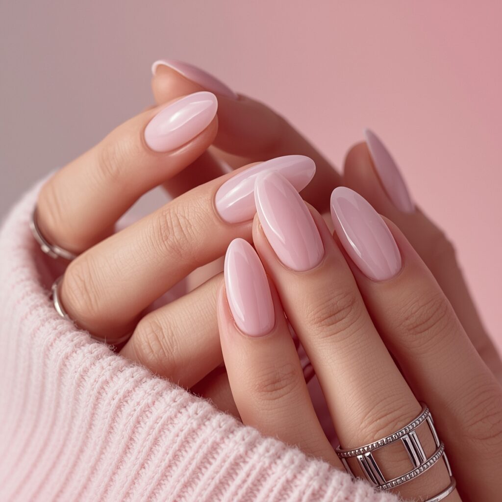 pink glazed jelly nails spring 2026 sheer blush almond nails
