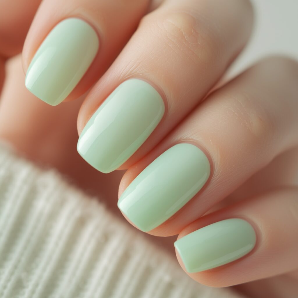 mint green glazed jelly nails spring 2026 sea glass sheer finish