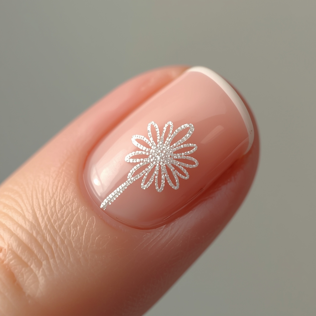 negative space floral outline nails spring 2026 minimal romantic line art