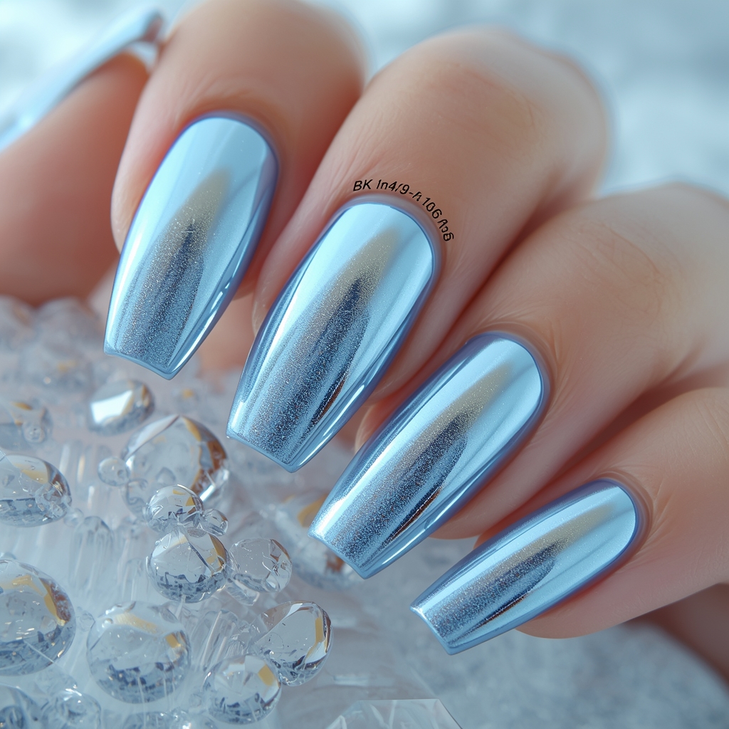icy blue chrome nails spring 2026 arctic mirror finish ethereal design