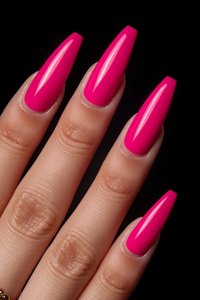  hot pink stiletto bold spring nails 2026 fuchsia maximalist statement