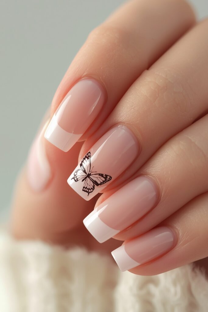  pastel butterfly French tip nails spring 2026 elegant feminine classic design