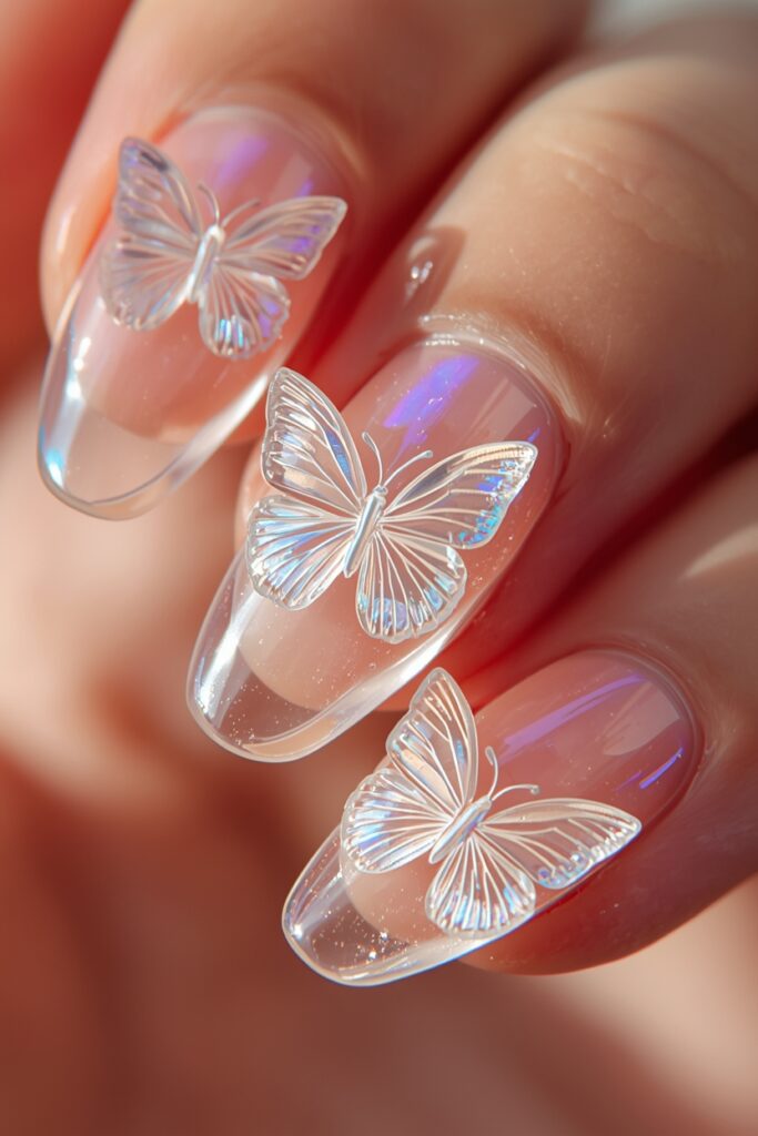 3D butterfly gel nails spring 2026 dimensional sculptural feminine design