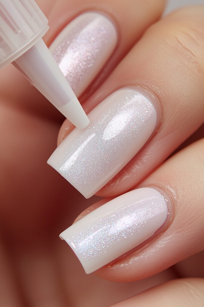 glazed donut nails chrome powder application technique at home