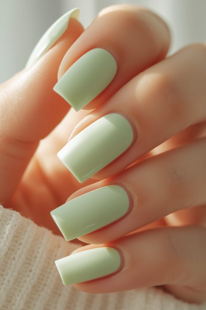 short square nails solid pastel spring 2026 minimal clean manicure