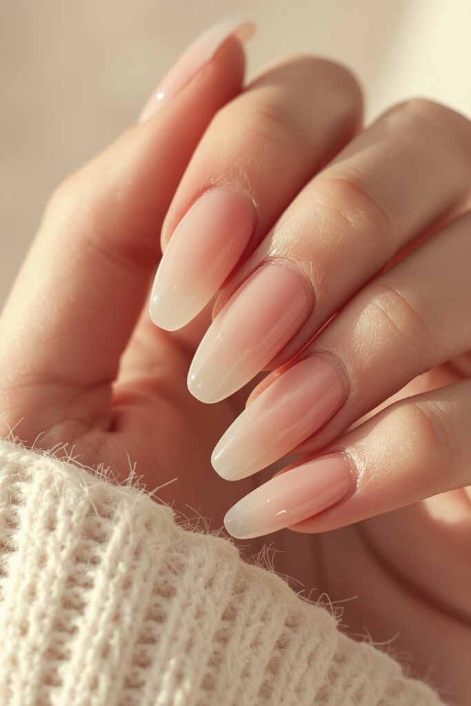 milky pink nails 2026 sheer blush almond feminine spring finish