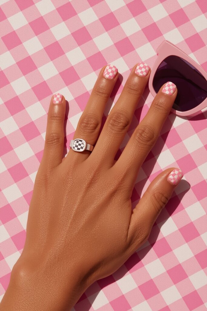 pastel nail ideas 2026 checkerboard nails 