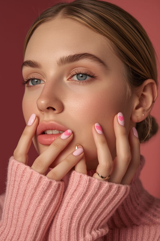 pastel nail ideas 2026 heart accent nails