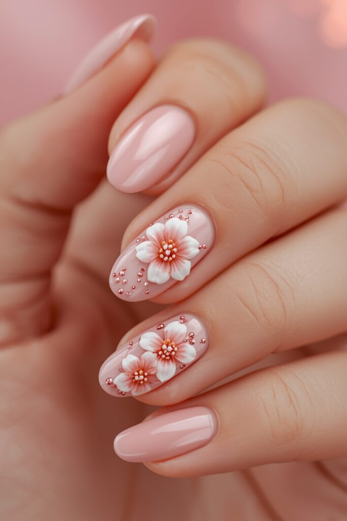 pastel nail ideas 2026 3D flower nails