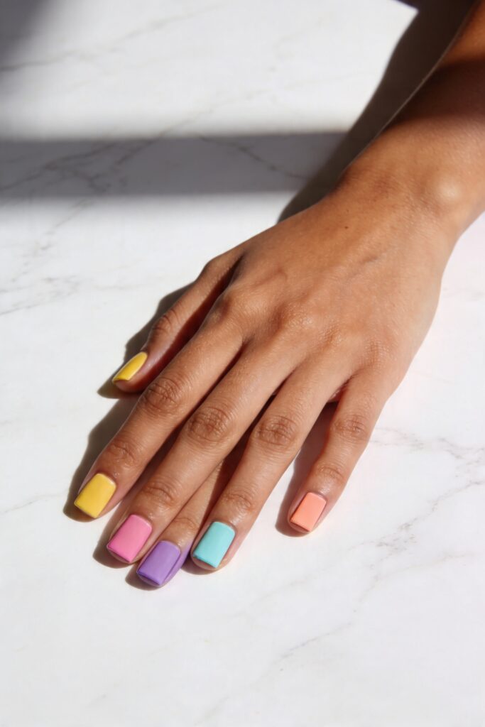 pastel nail ideas 2026 rainbow colorful nails 