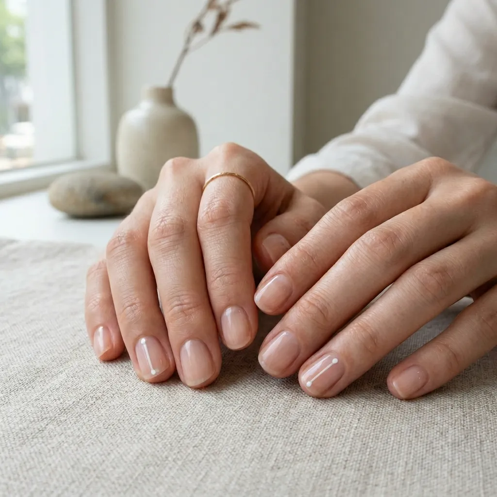 korean nails 2026 negative space nails minimal nude clean short oval