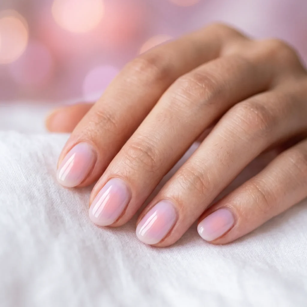 Mother's Day nails 2026 &mdash; pastel aura nails in blush and lavender, dreamy spring nail art