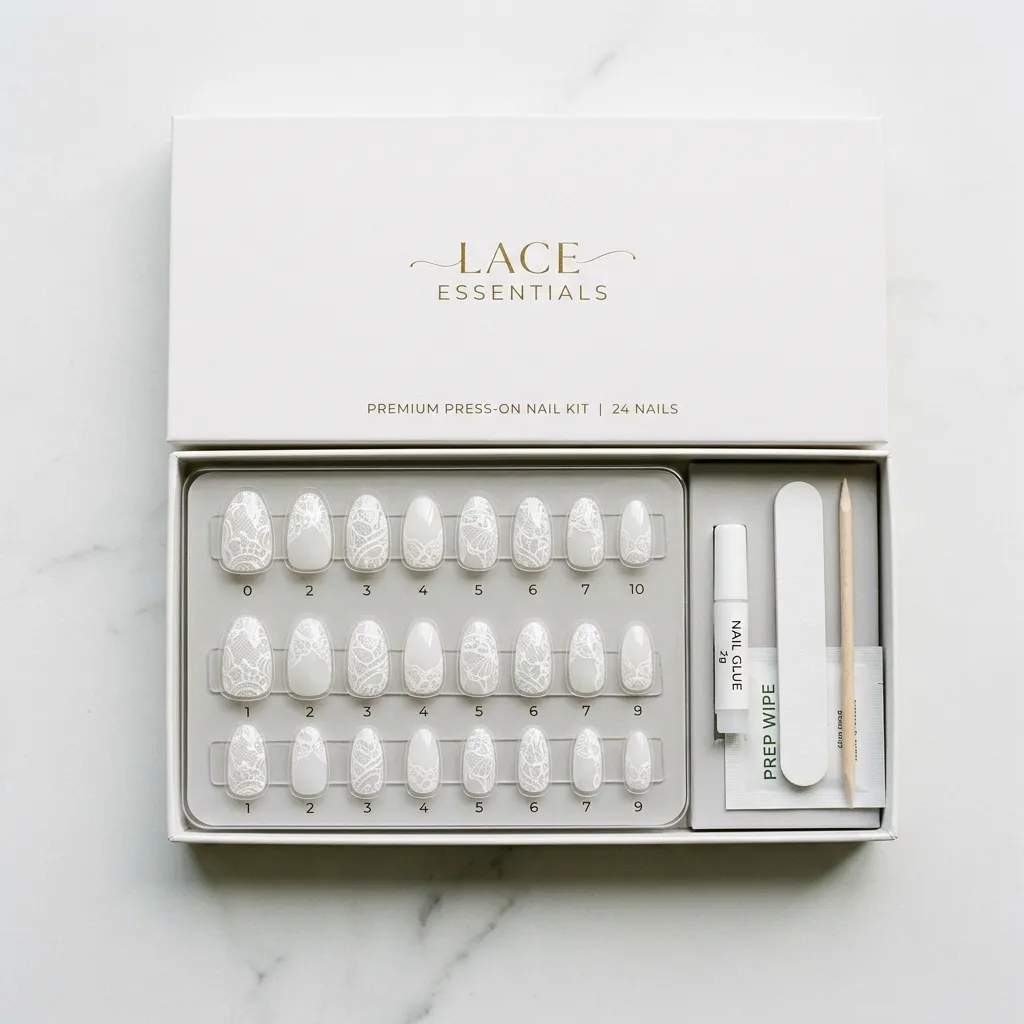 lace nails 2026 black lace French tip nails for prom night
