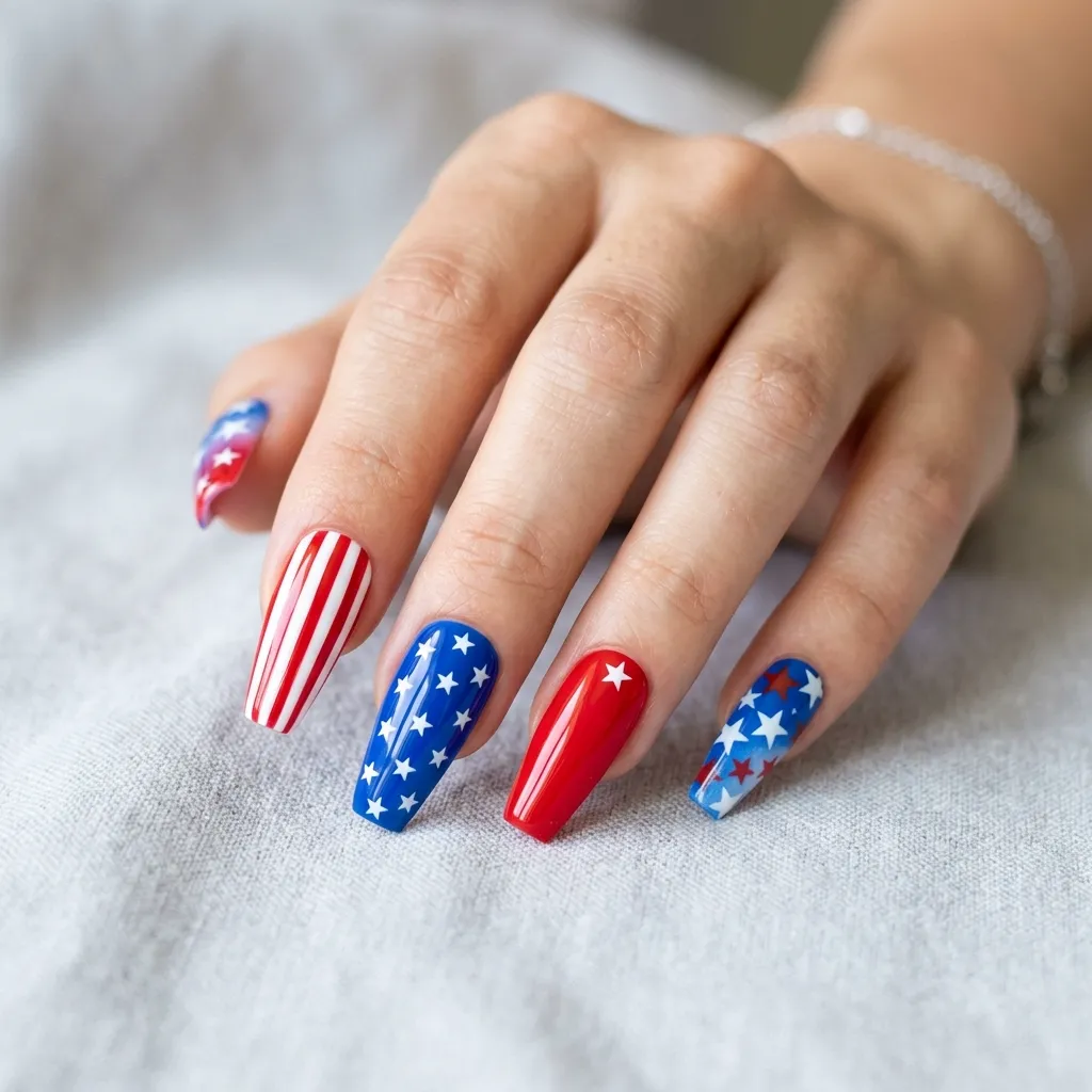 Patriotic press on nails for fourth of july 2026 stars and stripes