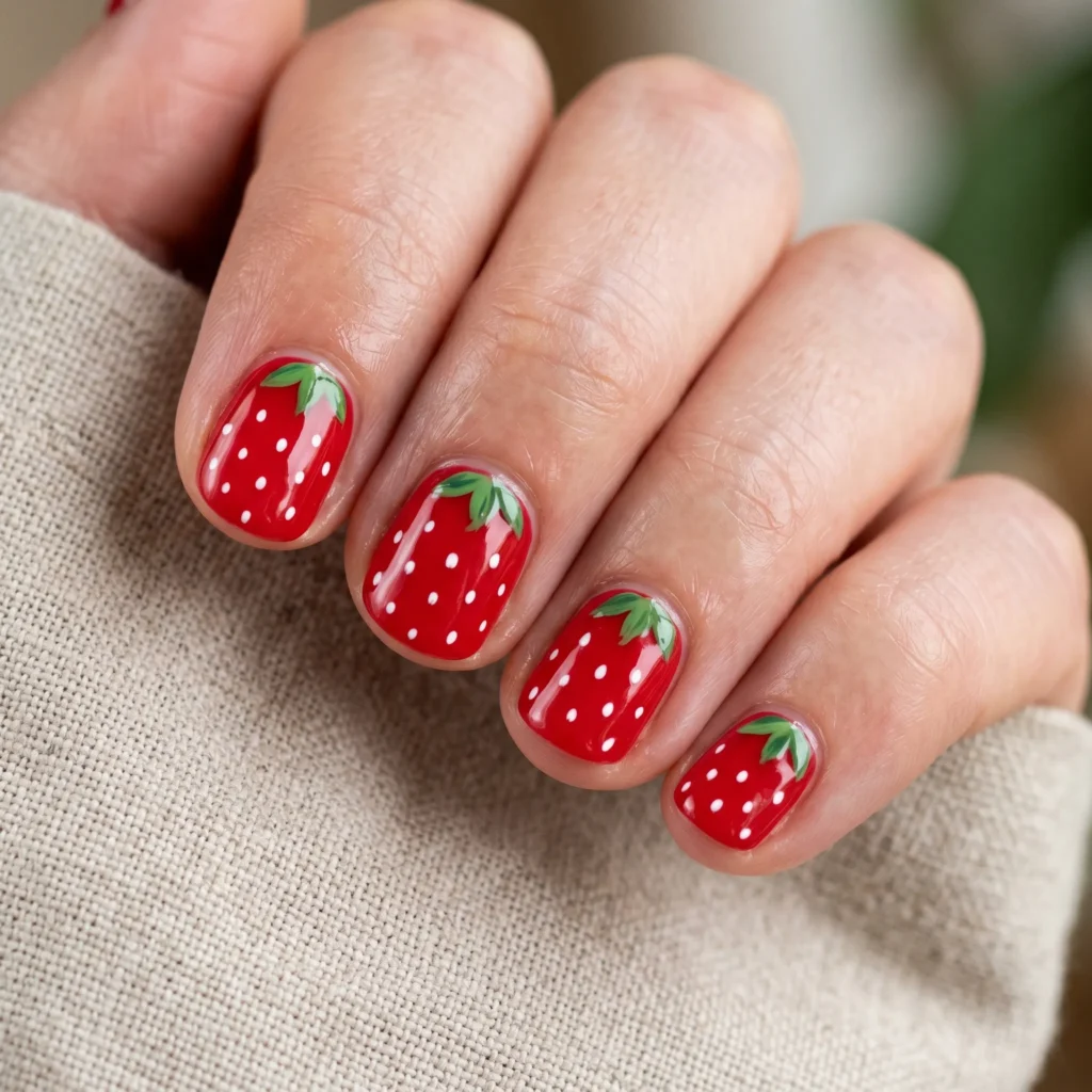 strawberry nails 2026 white gel base tip square