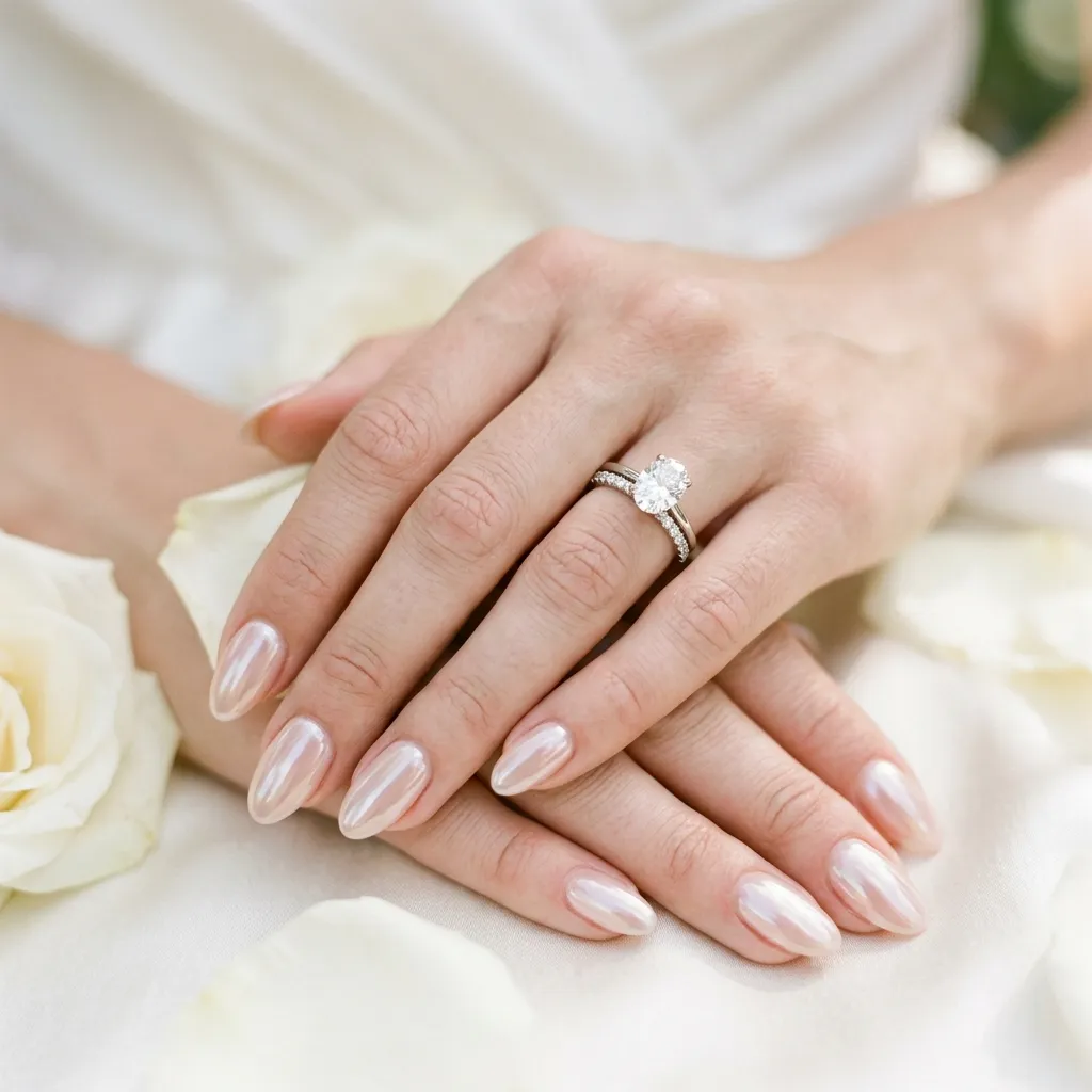 Glazed donut sheer blush bridal vacation nails 2026 engagement ring
