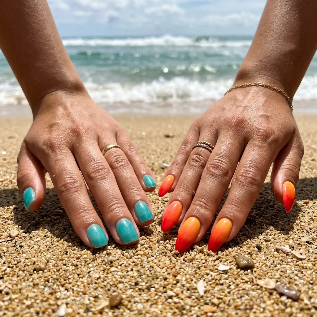 Short vs long vacation nails 2026 beach comparison squoval almond