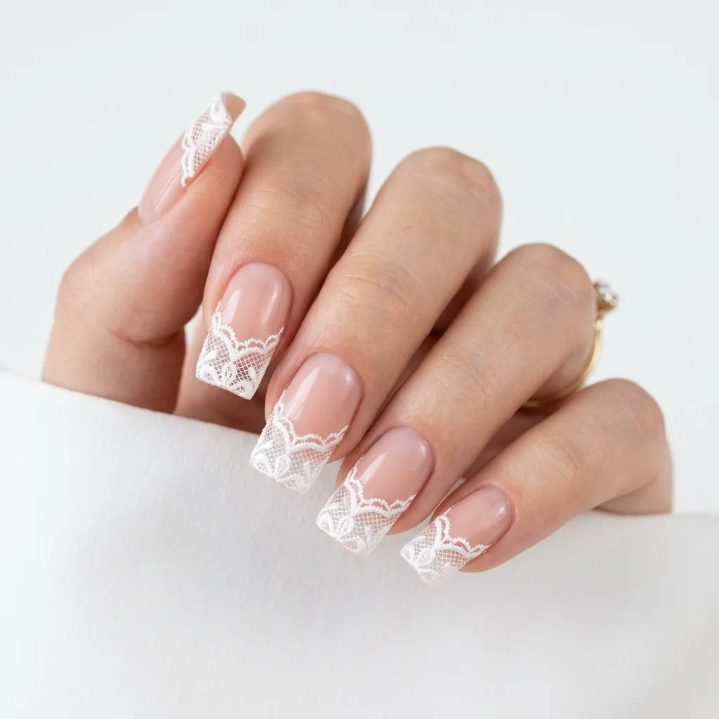 lace nails 2026 full coverage lace stamping on coffin nails