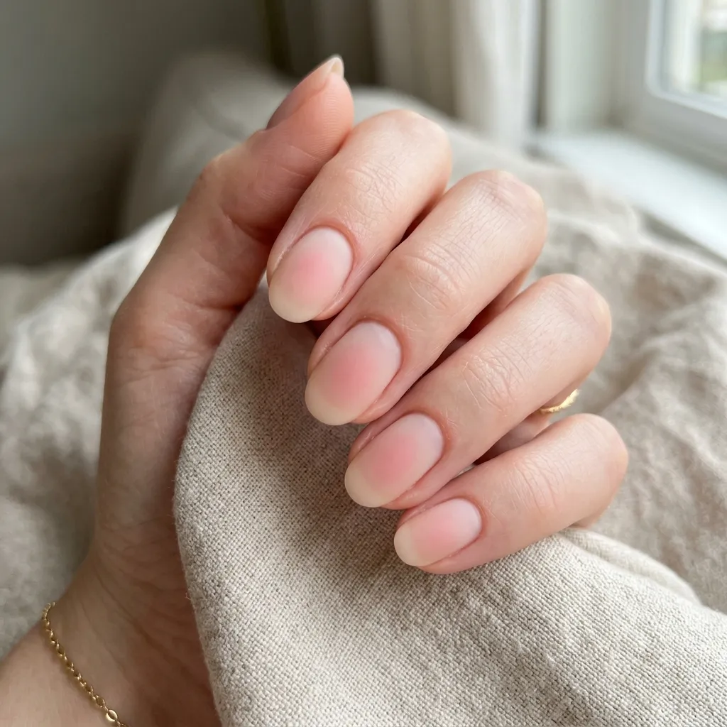 korean nails 2026 blush nails soft peachy pink short oval manicure