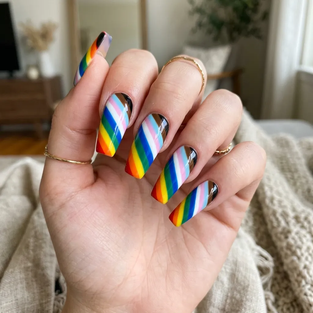 progress pride flag nail art coffin nails 2026