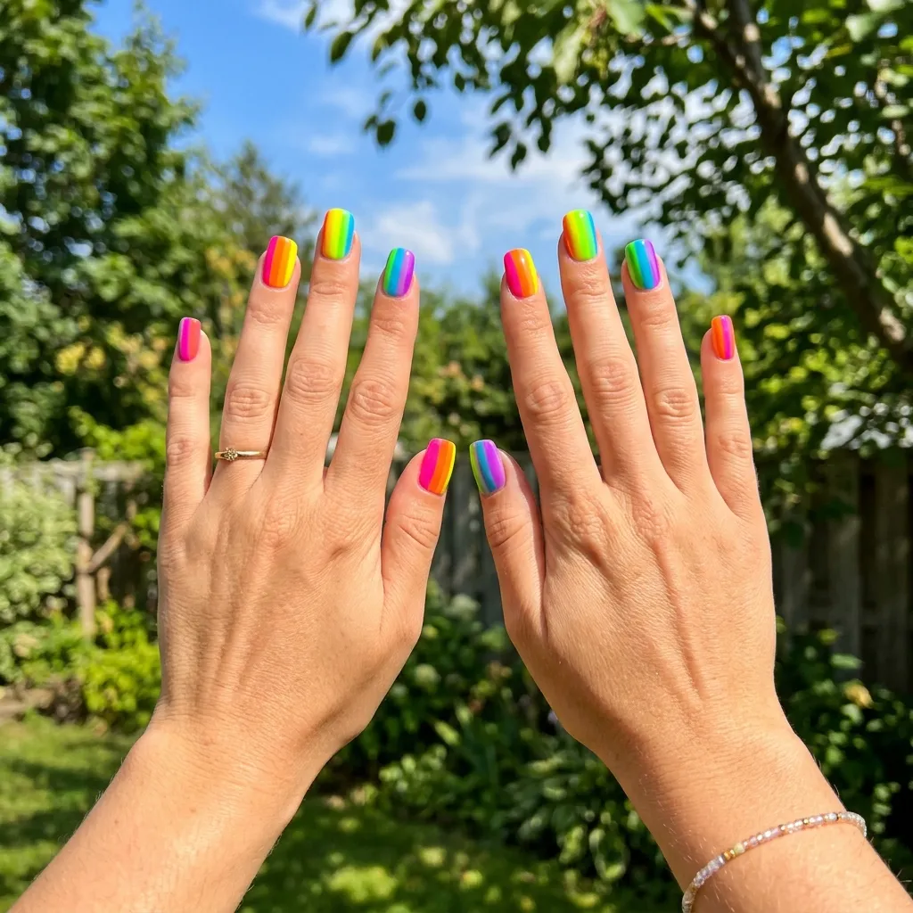 bold rainbow pride nails parade outdoor summer 2026