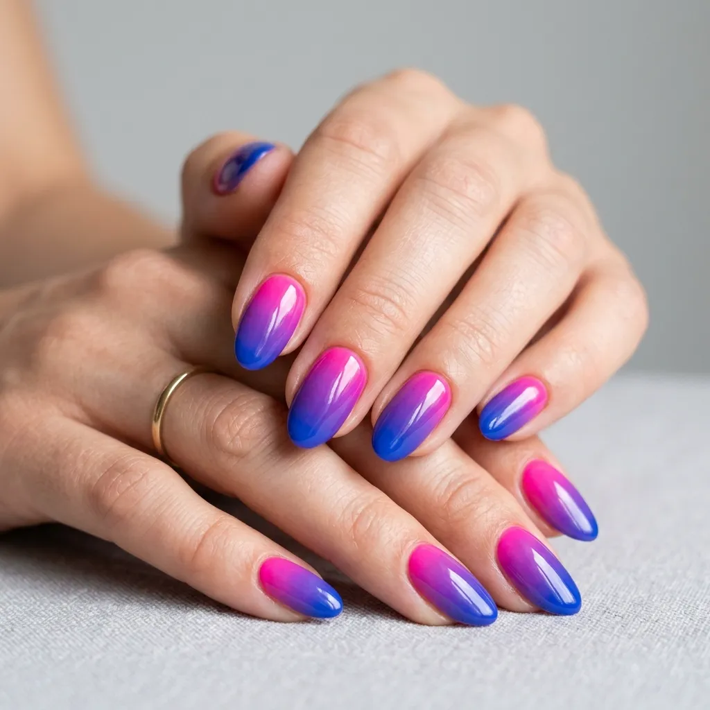 bisexual flag pride nail art ombre pink purple blue