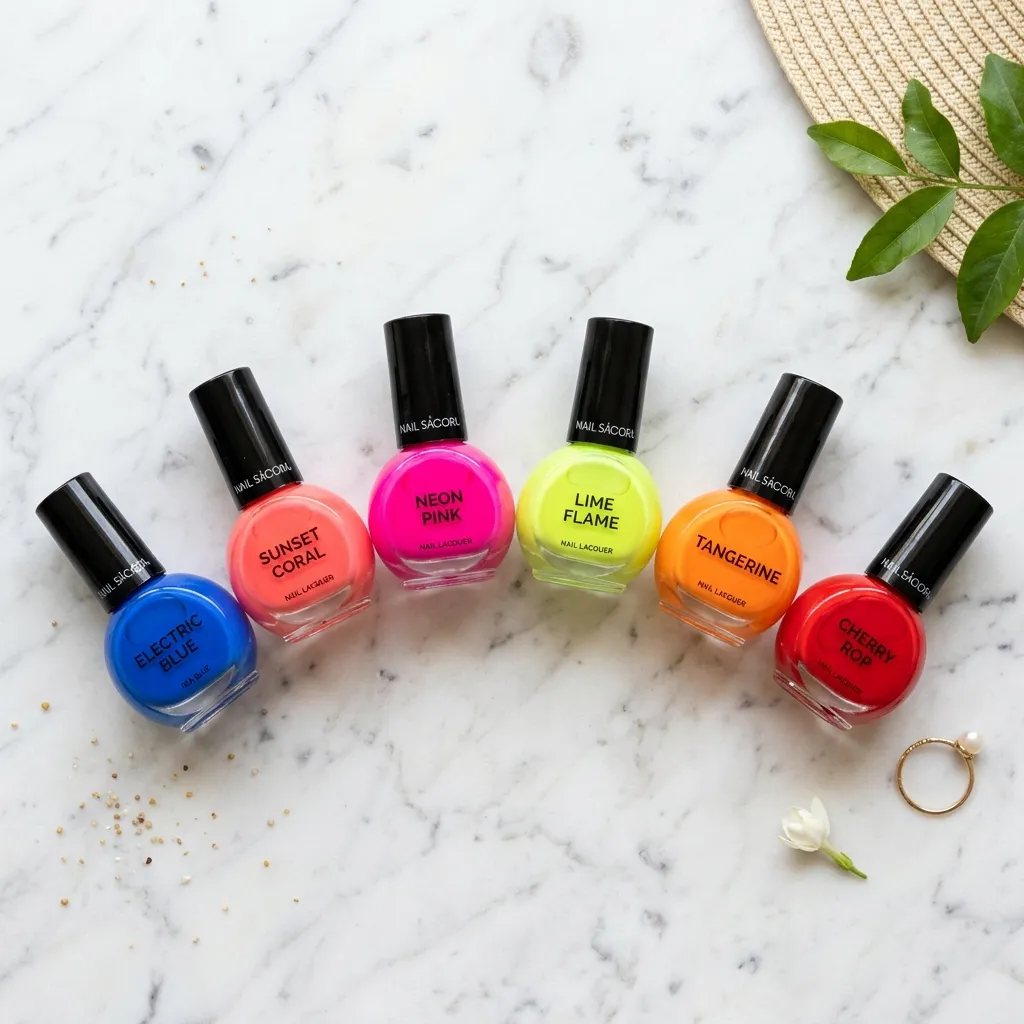 bright summer nails 2026 polish color selection hero