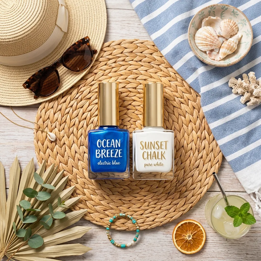 bright summer nail color combo 2026 two polish bottles