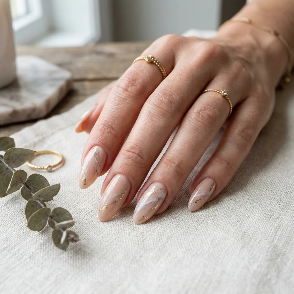 greek nails 2026 Greek goddess gold foil design