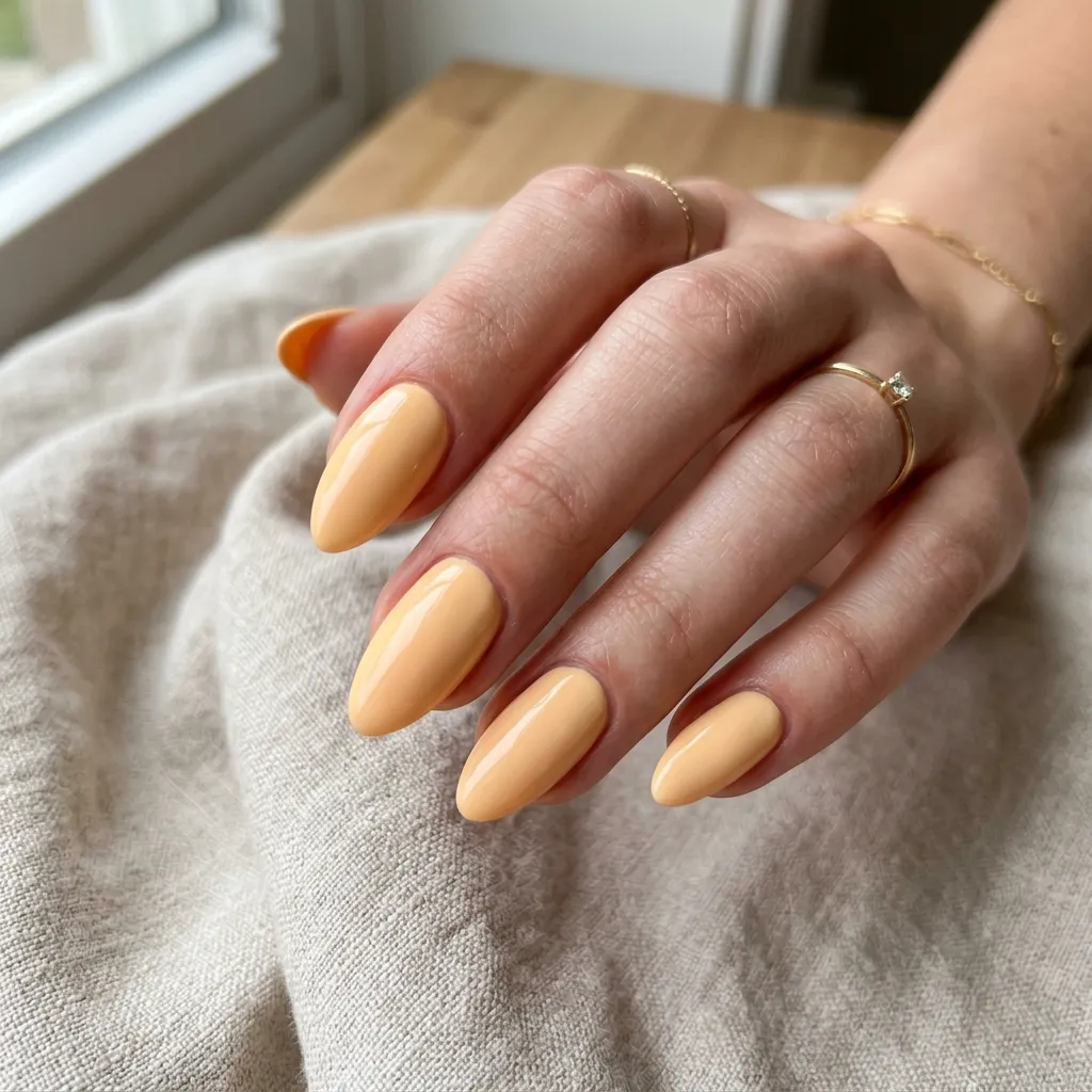 July Nails 2026 sorbet peach yellow almond nails