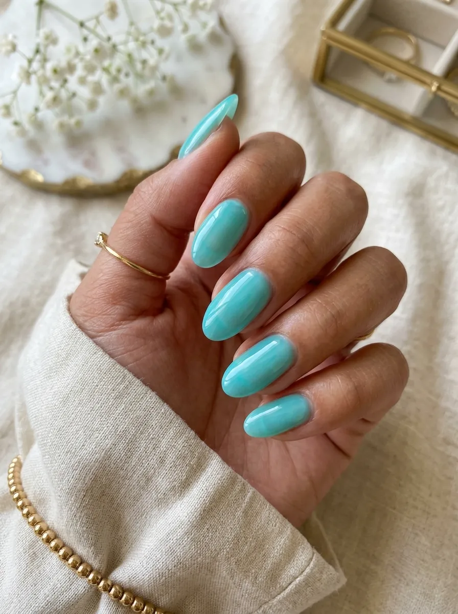 sea glass blue glazed jelly nails 2026