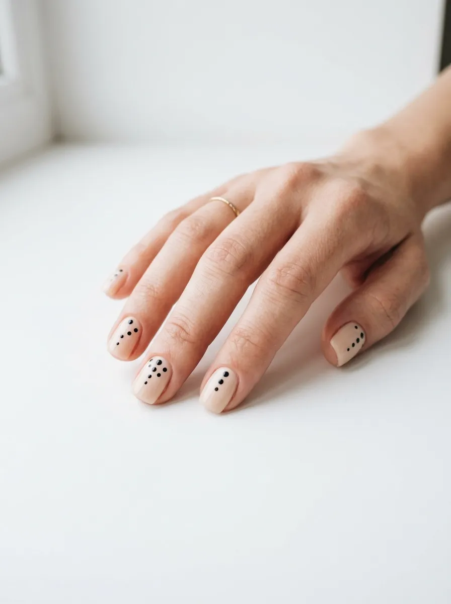 black on nude polka dot nails 2026