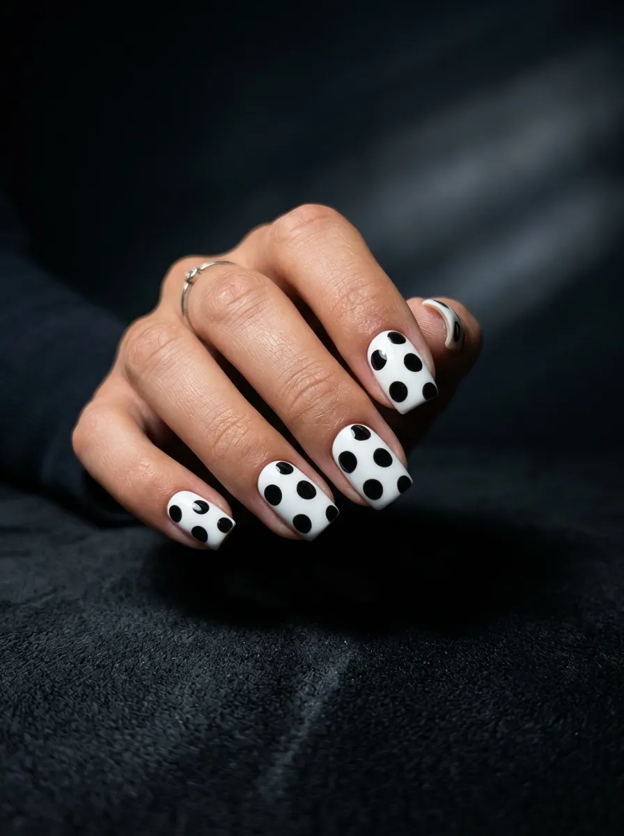 bold graphic polka dot nails 2026