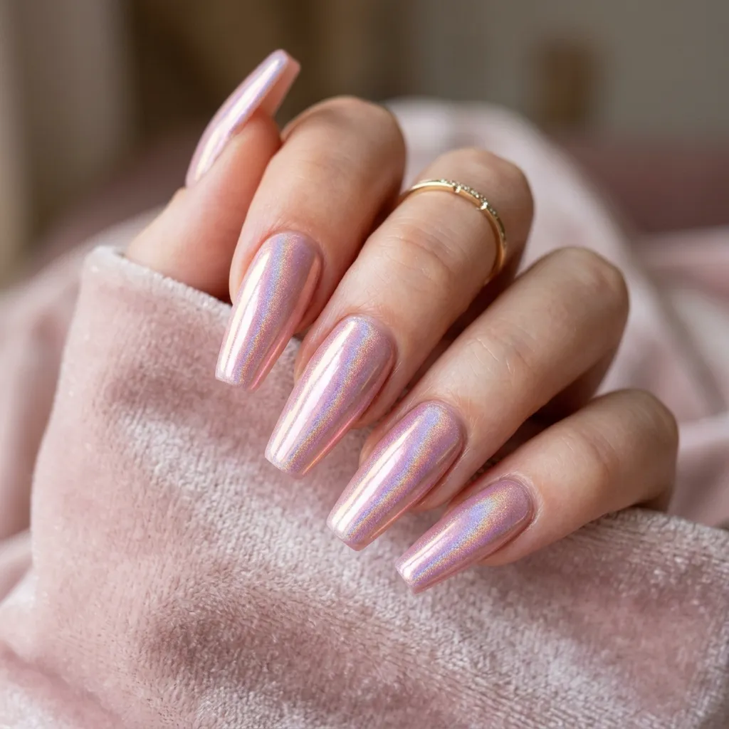 July Nails 2026 glazed donut soft pink coffin nails