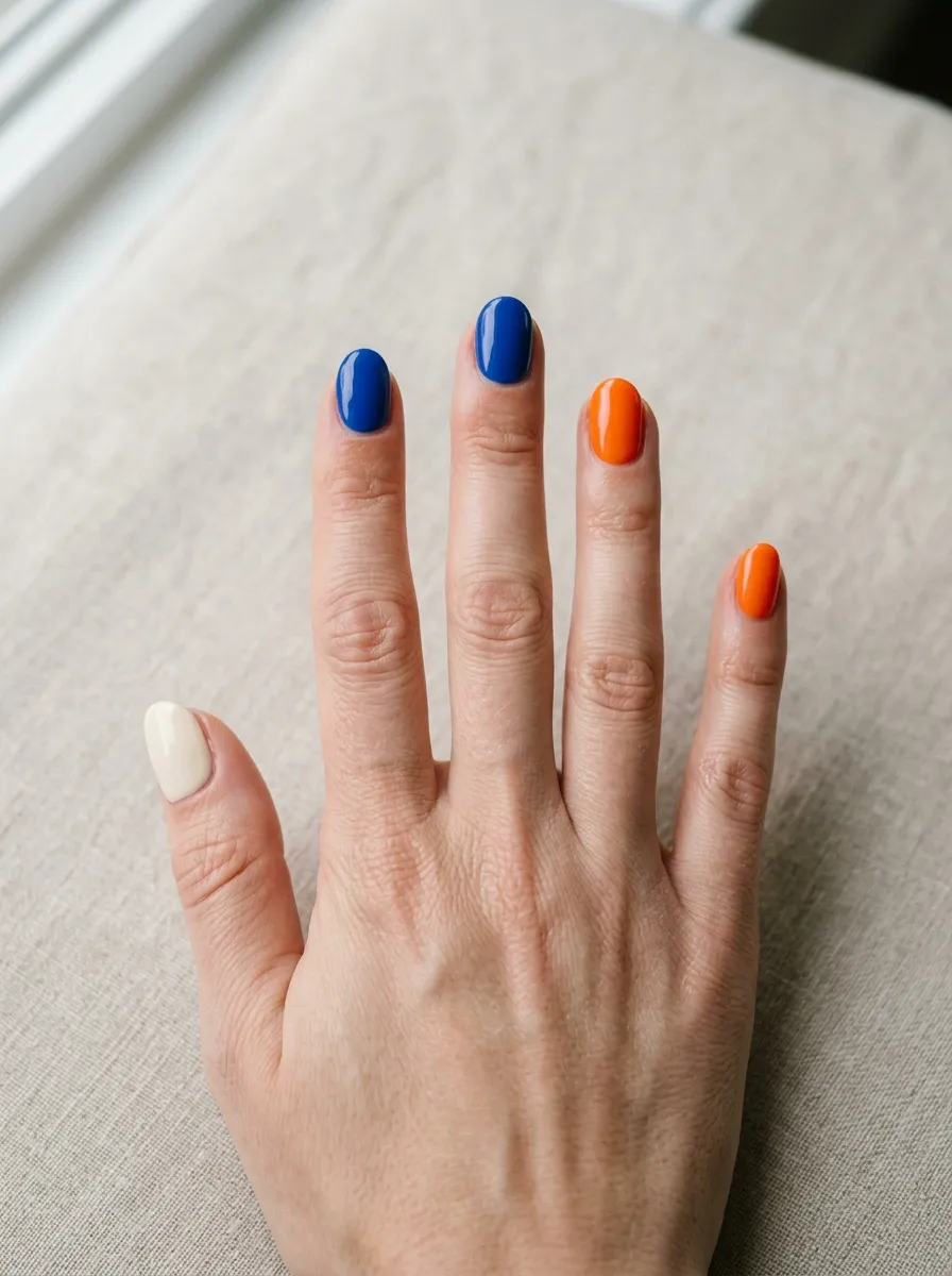 color block mismatched nails 2026