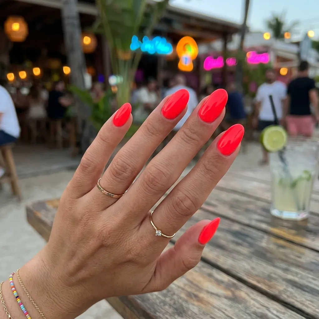 coral nails 2026 neon bright design