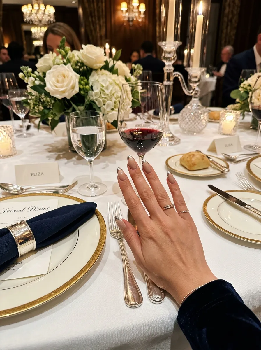 formal black tie wedding guest nails 2026