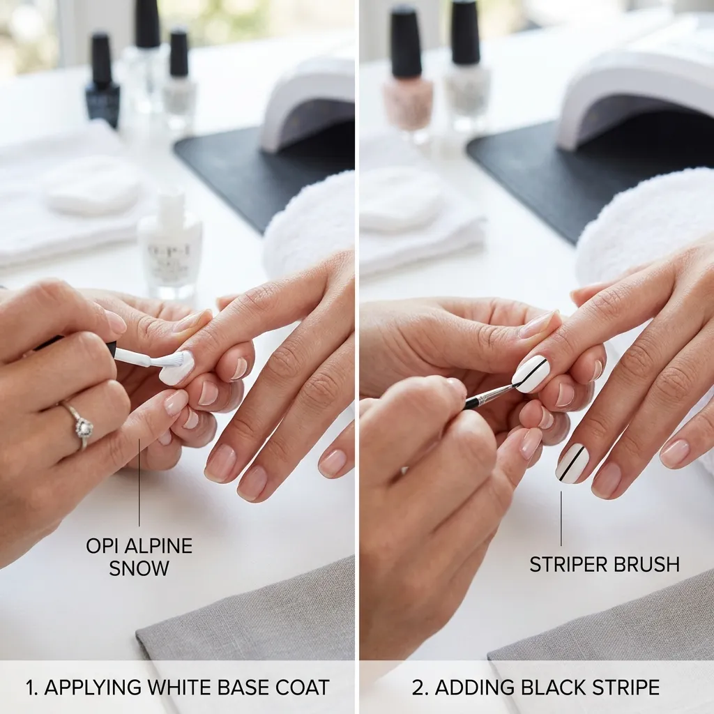 striped nails 2026 step by step base coat application