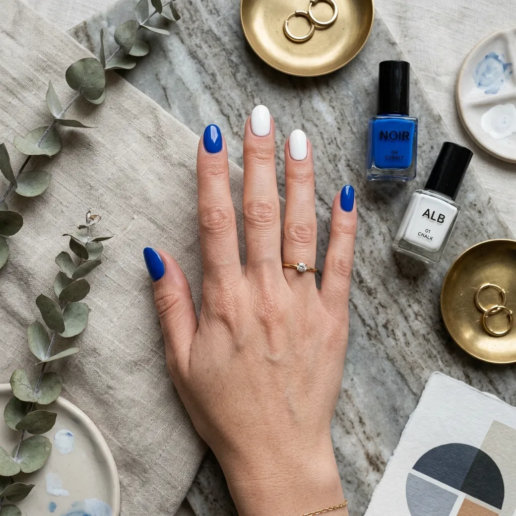 greek nails 2026 classic blue and white Santorini