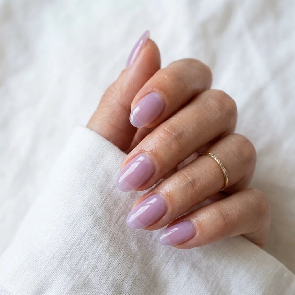clear crystal jelly nails aesthetic 2026 on white fabric background